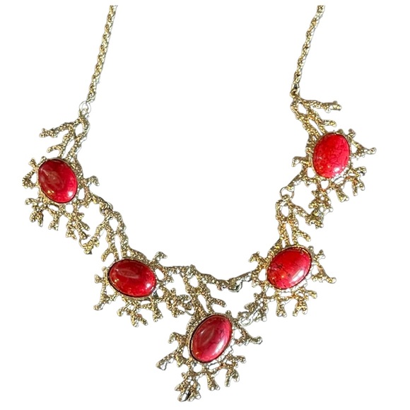 Red Stone Tree Branch Necklace - Picture 3 of 12
